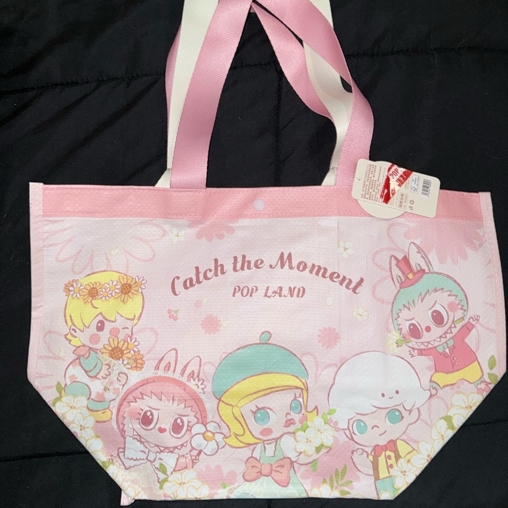Pop Land "Catch the Moment" Pink Character Tote Bag